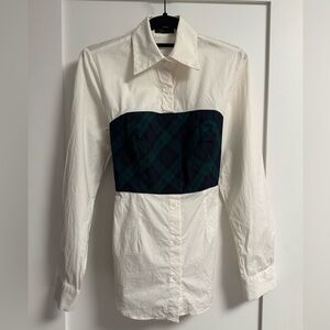 Petersyn Monroe Tartan Plaid Overlay Tie Back Shirt